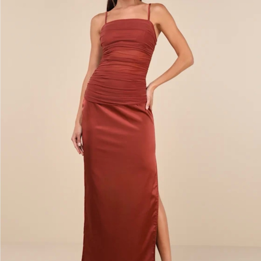Elegant Rust Sleeveless Dress